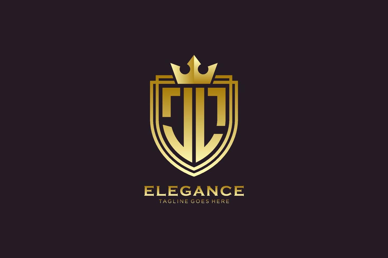 eerste jl elegant luxe monogram logo of insigne sjabloon met scrollt en Koninklijk kroon - perfect voor luxueus branding projecten vector