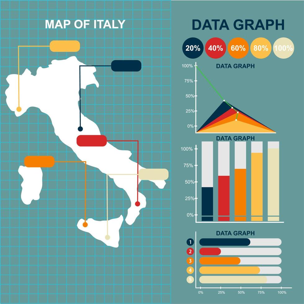 vlak stijl Italië kaart vector ontwerp met vector grafiek