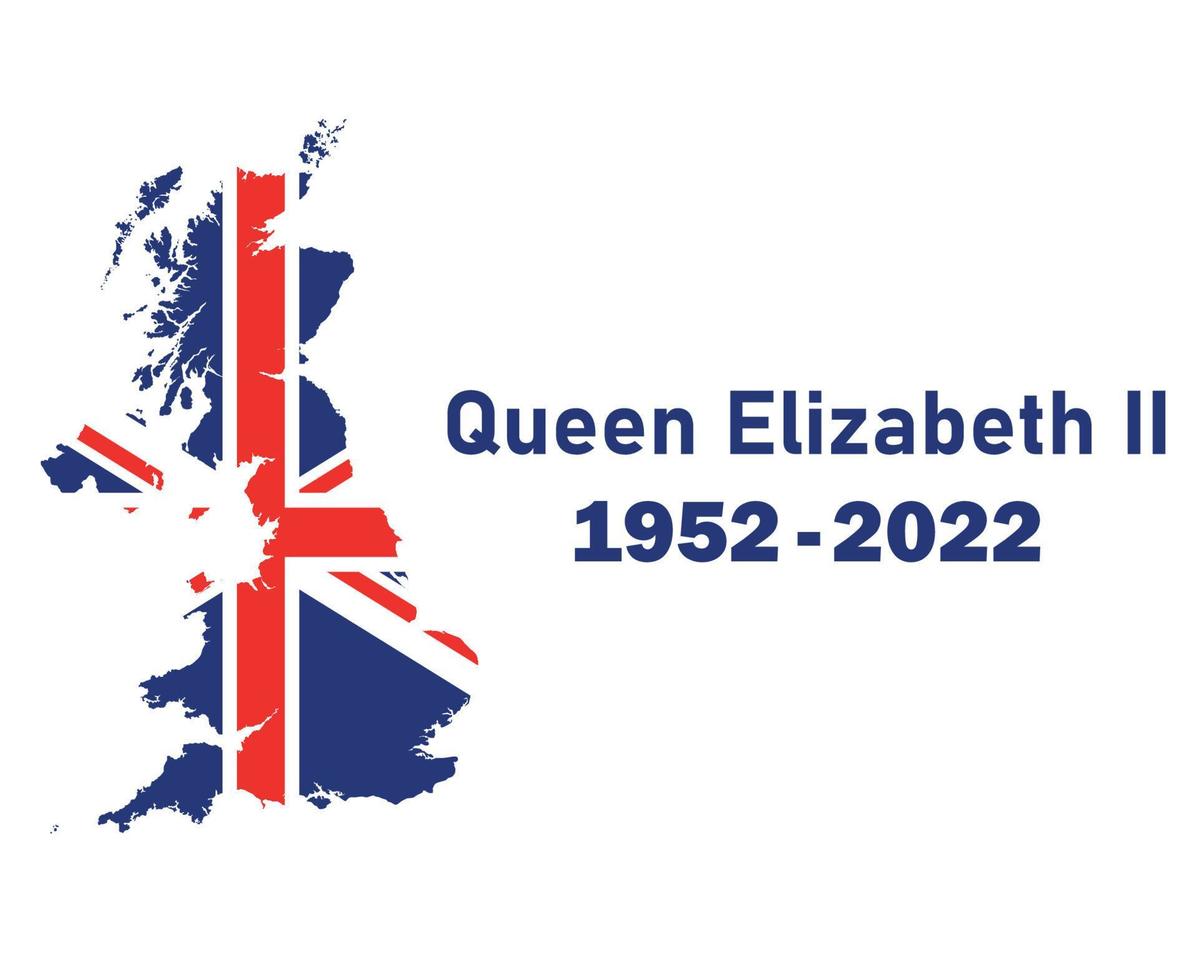 koningin Elizabeth 1952 2022 blauw en Brits Verenigde koninkrijk vlag kaart nationaal Europa embleem icoon vector illustratie abstract ontwerp element