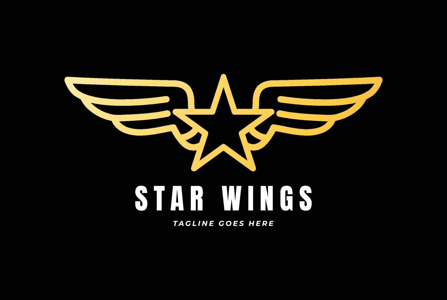 gemakkelijk minimalistische gouden ster Vleugels monogram lijn logo ontwerp vector