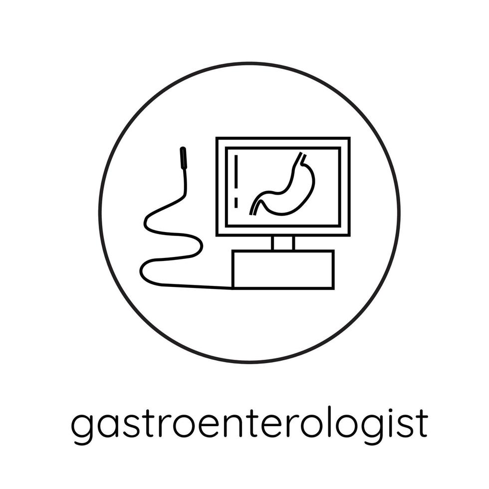 lijn icoon gastro-enterologie, gastroscopie. vector