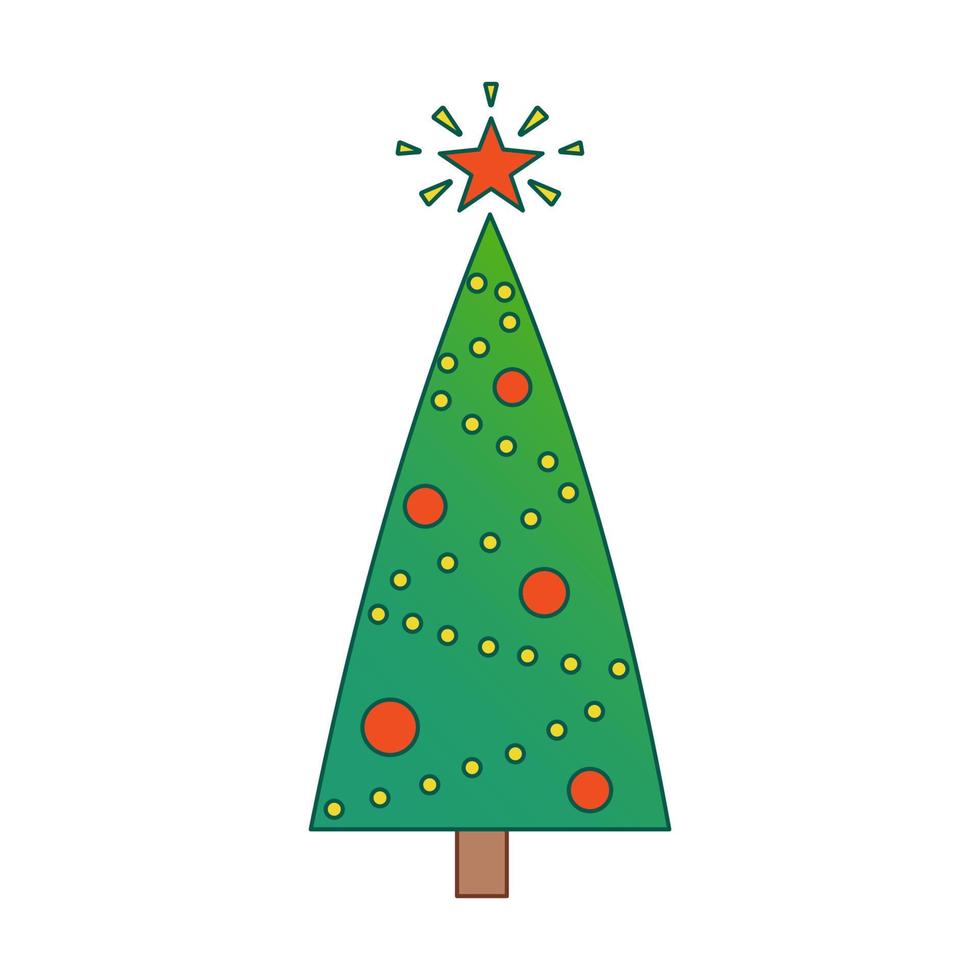 vector Kerstmis boom. groenblijvend boom met decoraties. Spar boom voor nieuw jaar met rood ster. verloop.