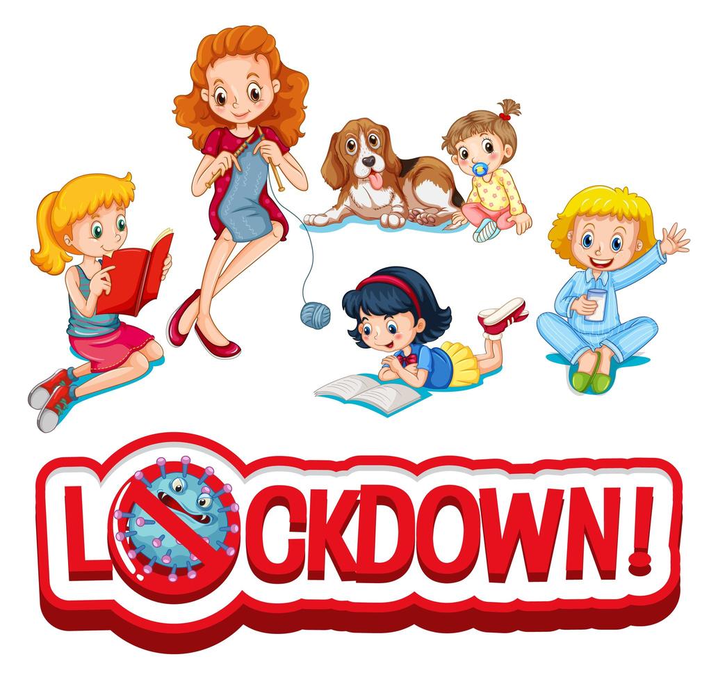 familieleden onder lockdown vector