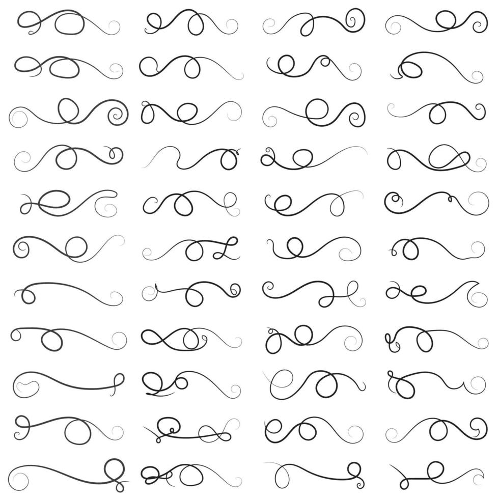 vector illustratie reeks van grens kalligrafische ontwerp elementen en verdelers decoratief, wijnoogst kolken lijn