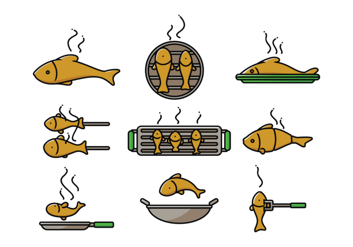 Vis Fry Pictogrammen Vector