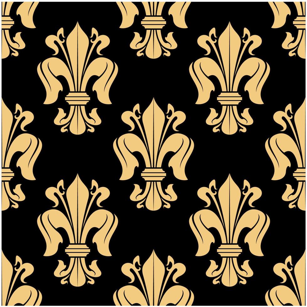 gouden en zwart naadloos fleur-de-lis patroon vector