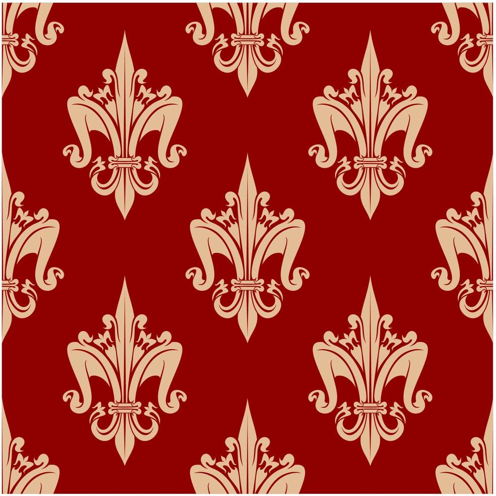 helder rood Frans fleur-de-lis naadloos patroon vector