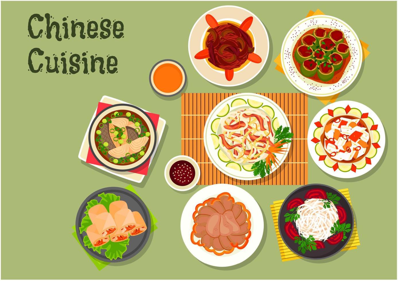 Chinese keuken restaurant avondeten gerechten icoon vector