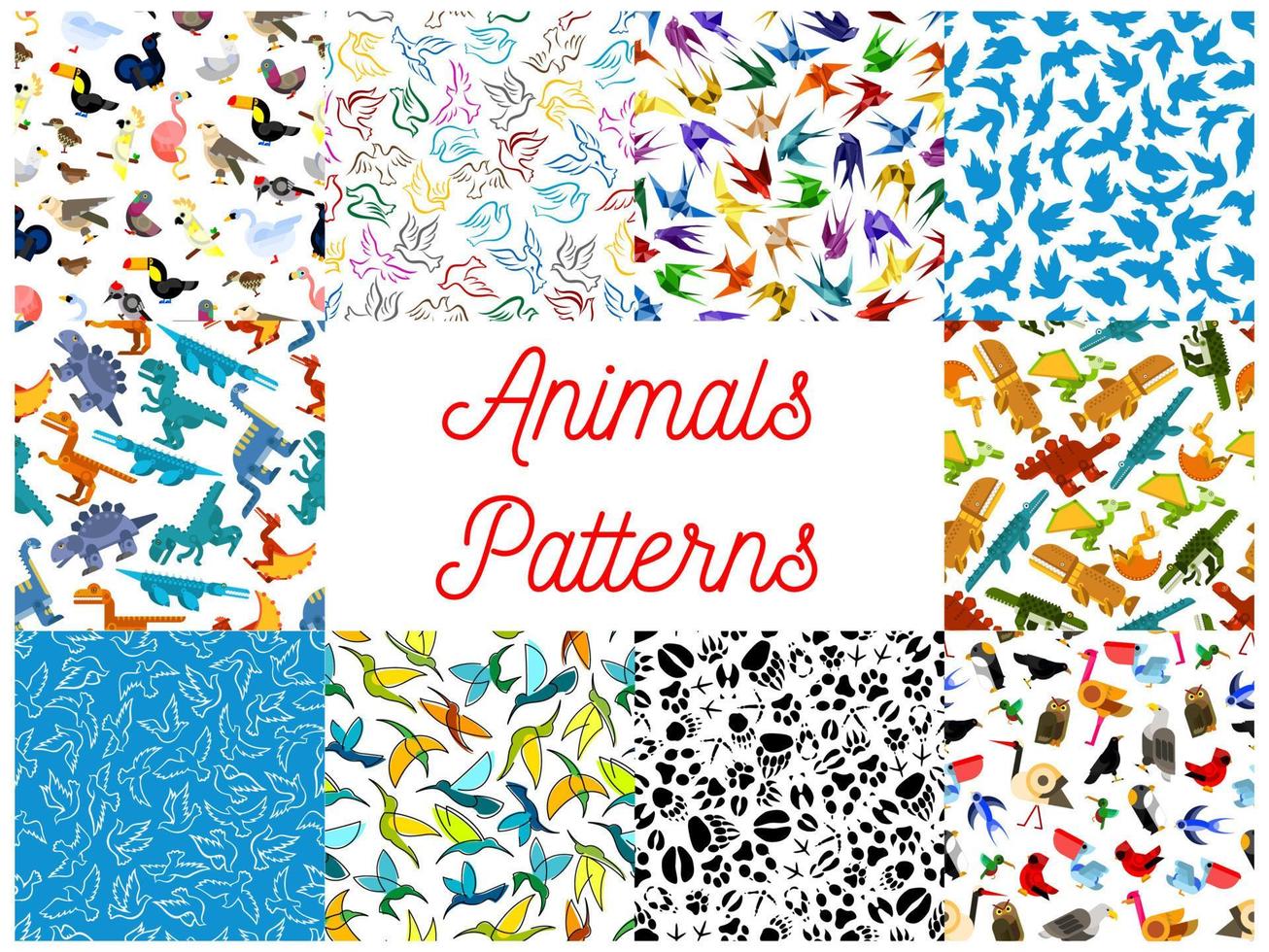 dieren en vogelstand naadloos patronen reeks vector