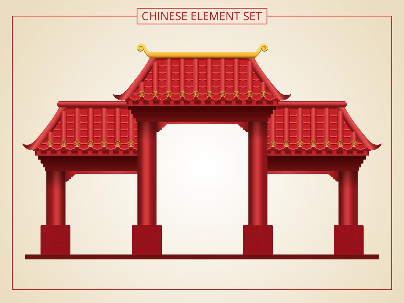 Chinese ingang met rood dak vector