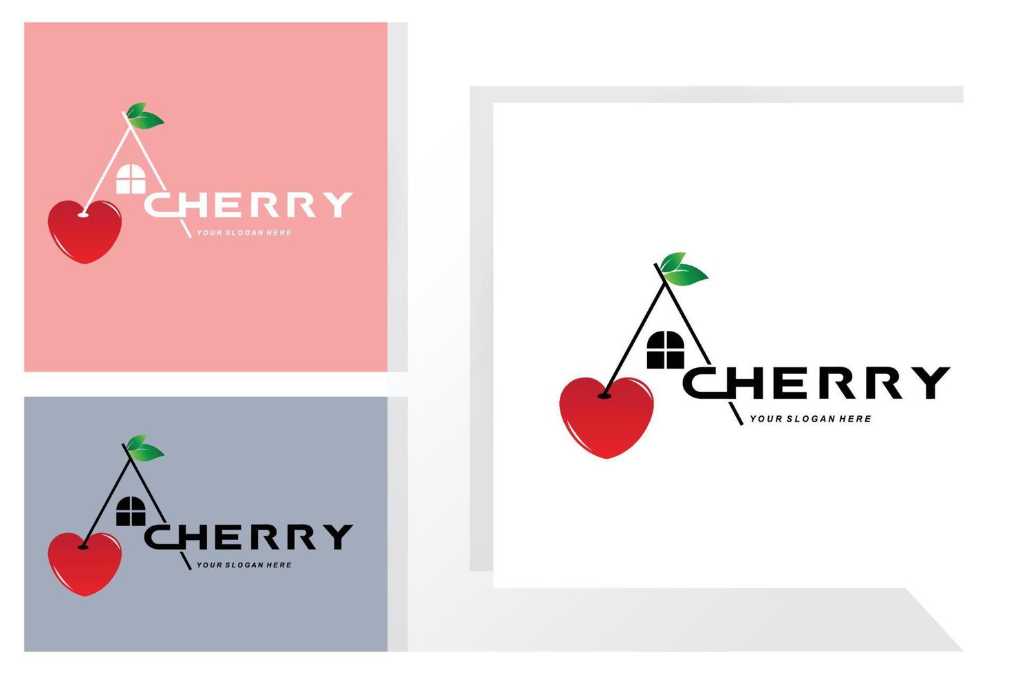 kersenfruit logo, rood gekleurde plant vectorillustratie, fruit winkel ontwerp, bedrijf, sticker, productmerk vector