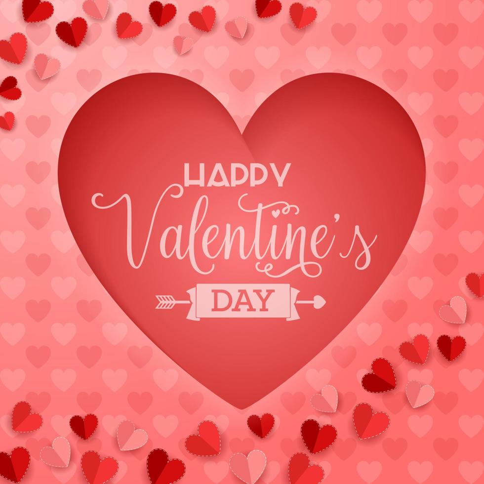 gelukkig valentijnsdag dag met rood hart vector