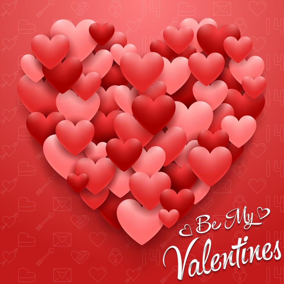 gelukkig valentijnsdag dag achtergrond met rood hart vector