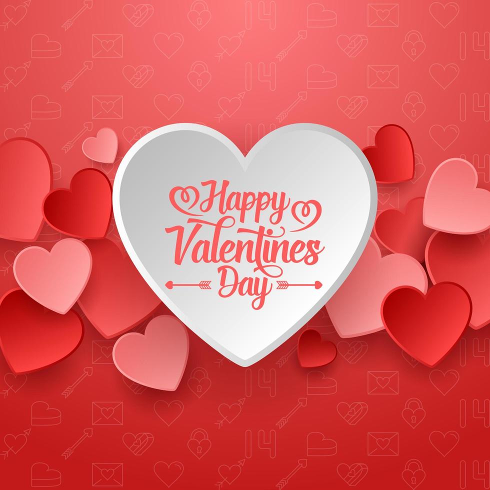 gelukkig valentijnsdag dag achtergrond met rood hart vector