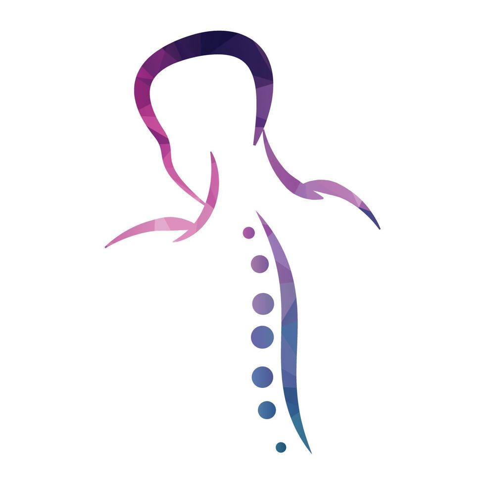 chiropractie logo ontwerp vector illustratie. menselijk ruggegraat pijn logo. wervelkolom zorg logo.