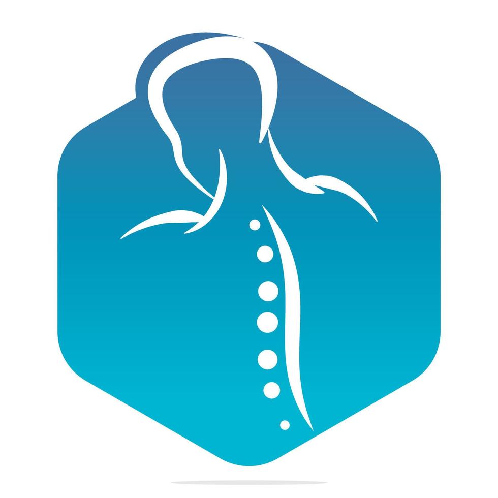 chiropractie logo ontwerp vector illustratie. menselijk ruggegraat pijn logo. wervelkolom zorg logo.