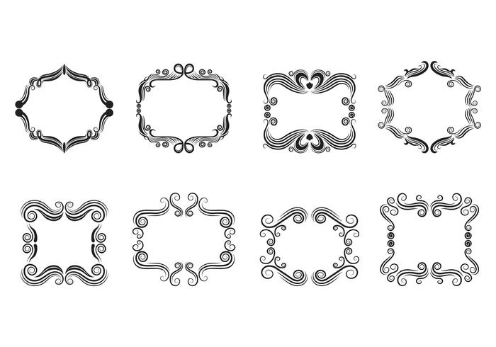 Set Van Cartouche Scrollwork Vectors