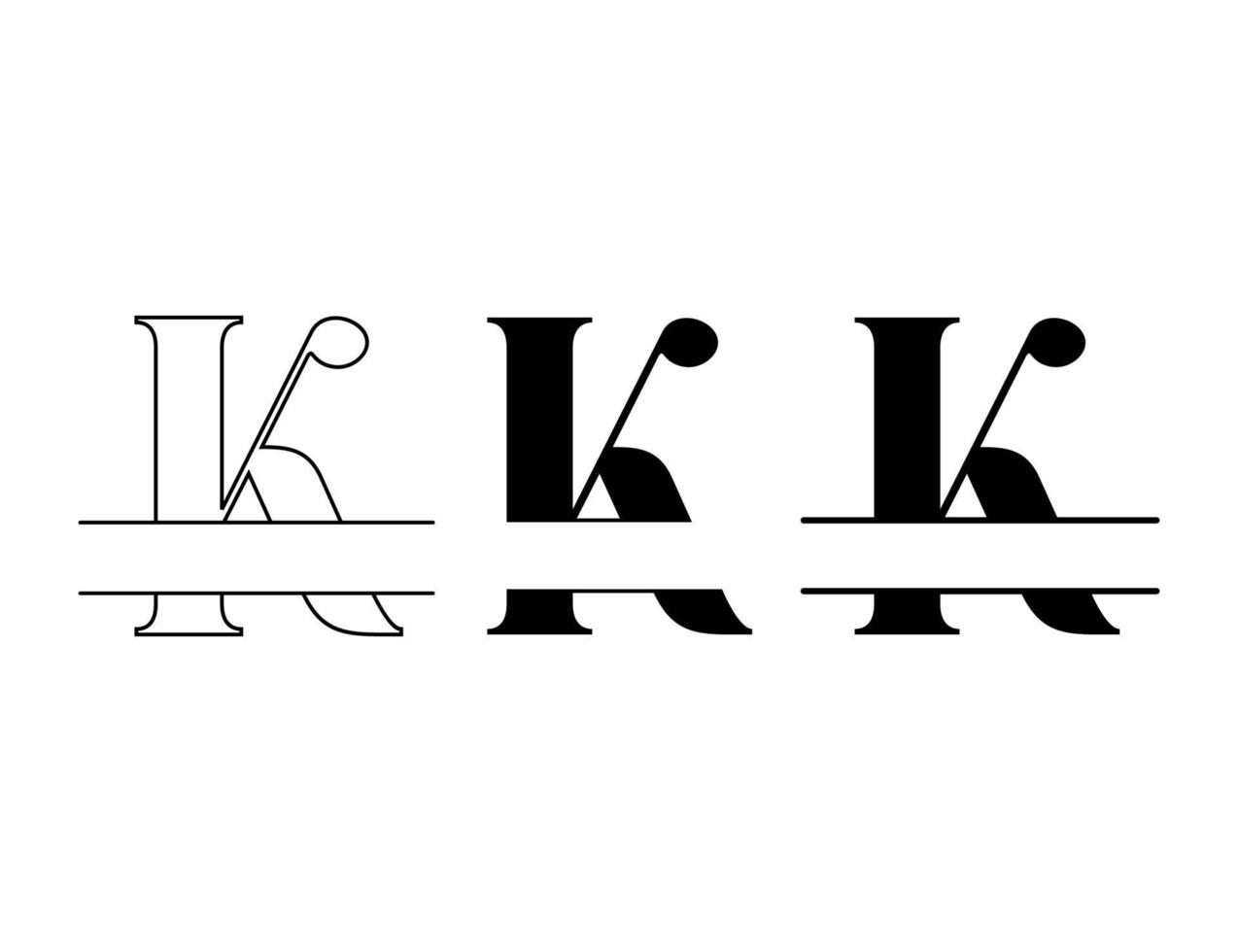 brief k spleet logo ontwerp voor naam sjabloon vector