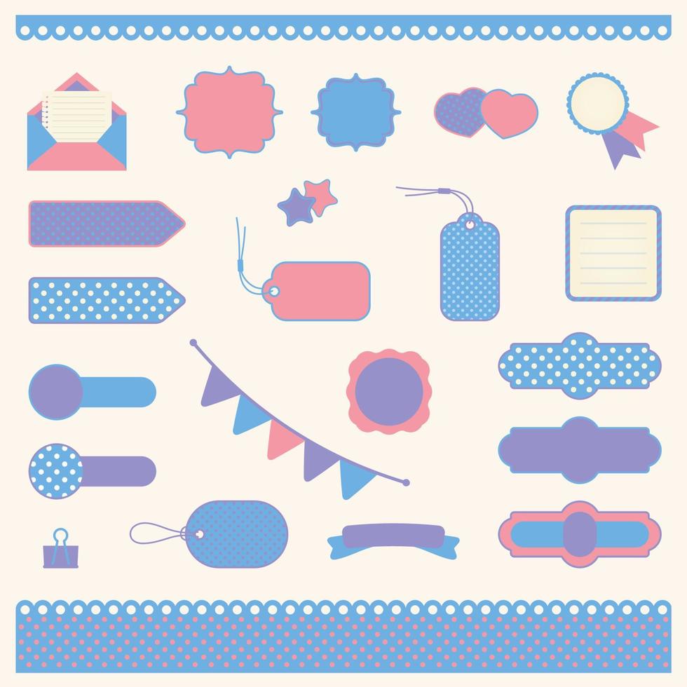 vector stickers, banier, label. reeks van bonnen, vector sjabloon. reeks voor scrapbooking