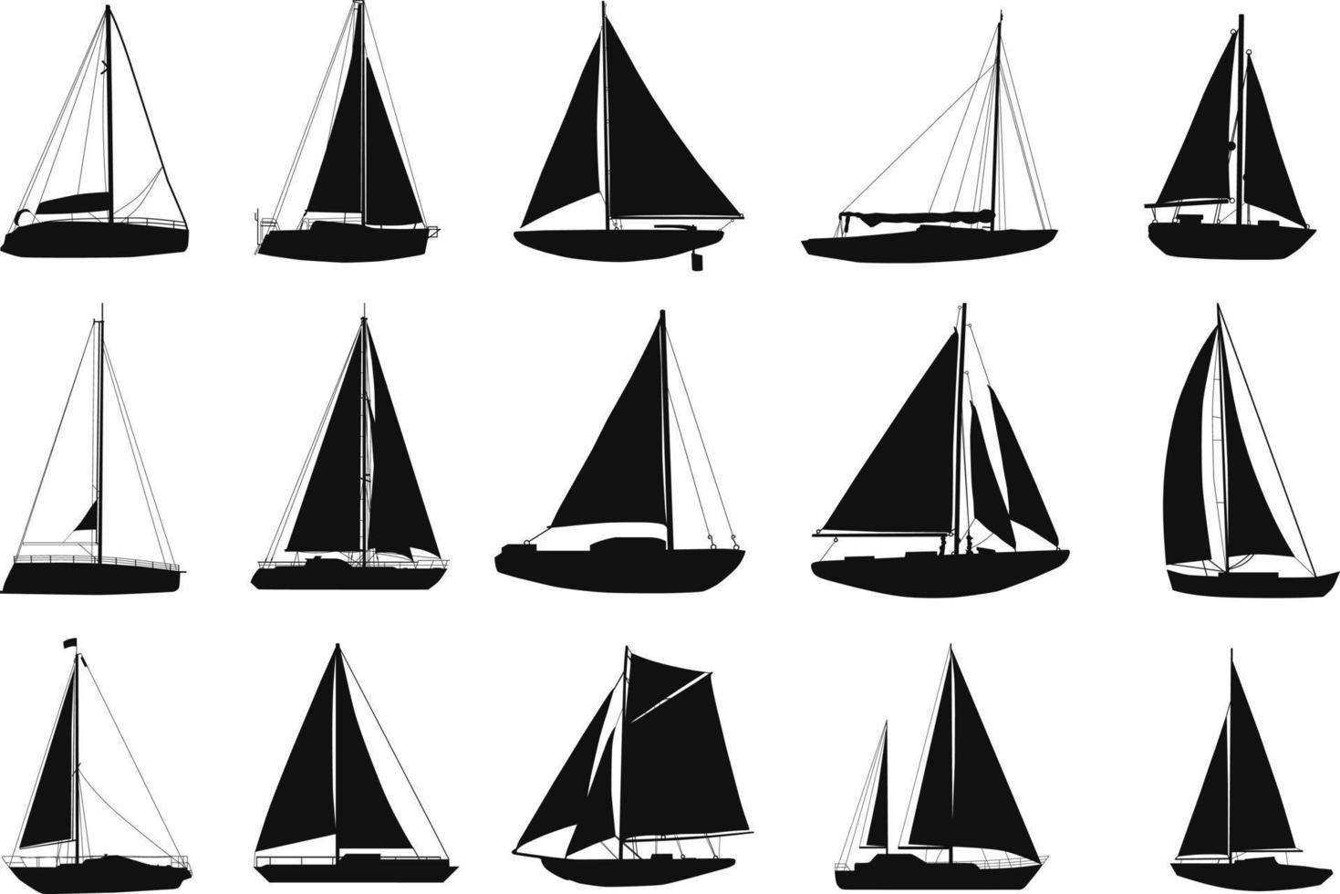 het zeilen jacht, boot, schip silhouetten vector