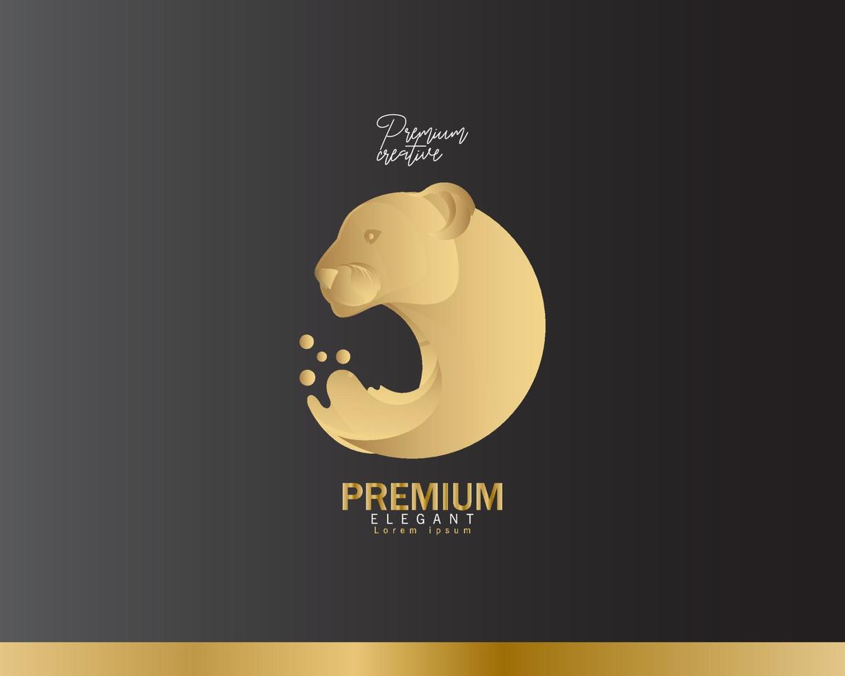 luxe tijger logo sjabloon. dier lijn kunst logo. ontwerp in licht bruin en grijs kleuren vector