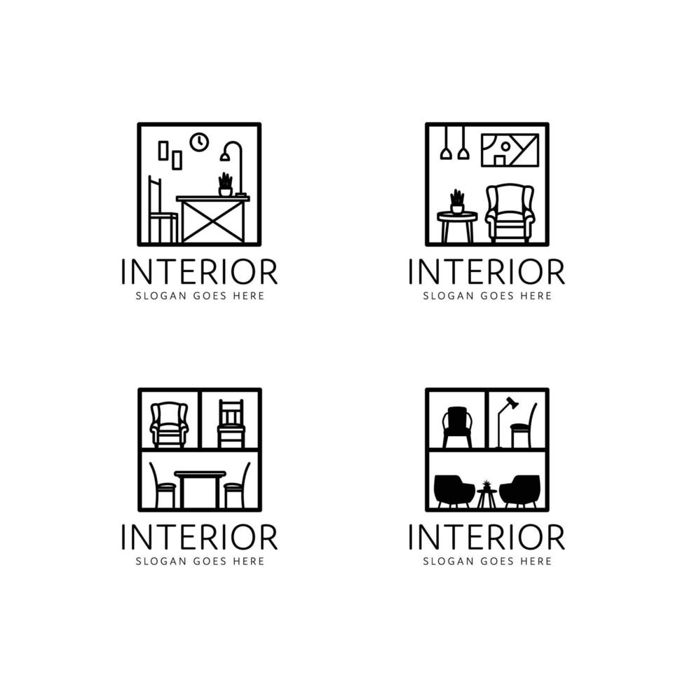 kamer interieur logo verzameling vector