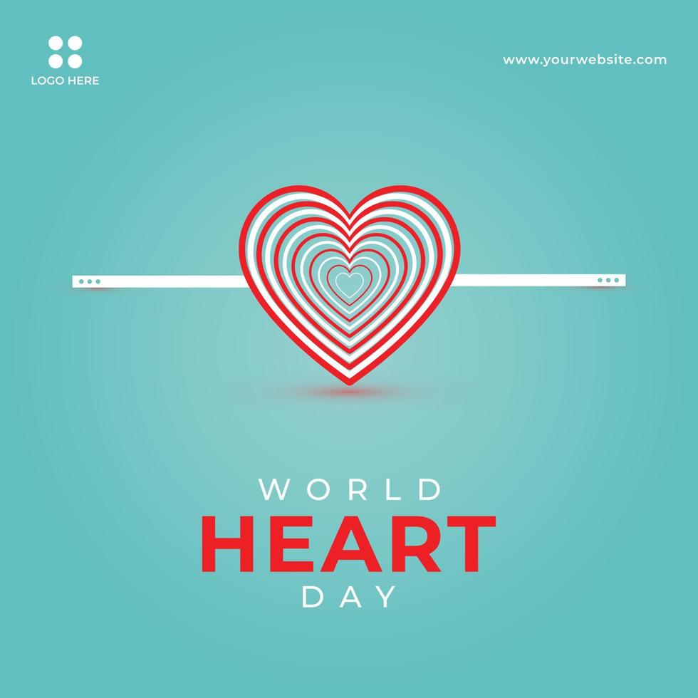 wereld hart dag sociaal media banier achtergrond ontwerp concept met een realistisch hart vector