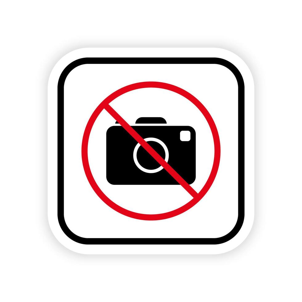 verbod foto camera zwart silhouet icoon. geen toegestane zone camera vastleggen foto verboden pictogram. fotografie rood stopsymbool. let op fotocamera verboden gebied. geïsoleerde vectorillustratie. vector