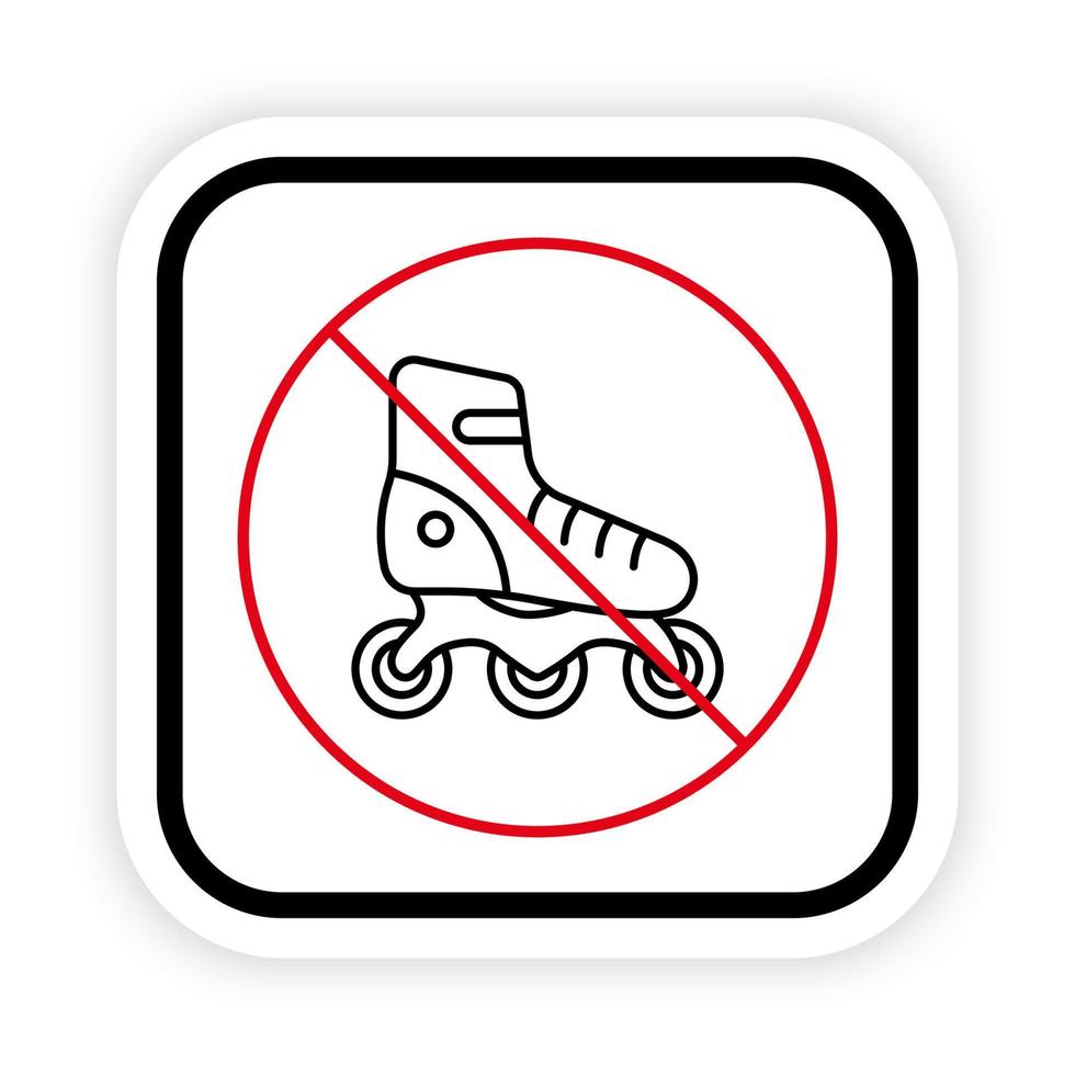 sportschoenen rood stop cirkel symbool. verbod rolschaats zwarte lijn pictogram. geen toegestaan schaatsteken. verboden rolzone. verboden rolschaats overzicht pictogram. geïsoleerde vectorillustratie. vector