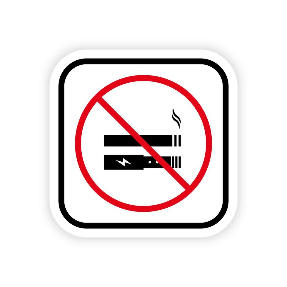 niet roken nicotine en elektronische sigaret verboden zwart silhouet icoon. verbod rookvape en sigarettenpictogram. verboden roken vaping gebied rood stopsymbool. geïsoleerde vectorillustratie. vector
