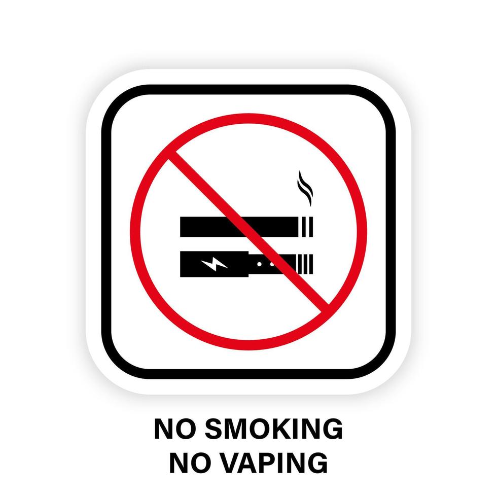 niet roken nicotine en elektronische sigaret verboden zwart silhouet icoon. verbod rookvape en sigarettenpictogram. verboden roken vaping gebied rood stopsymbool. geïsoleerde vectorillustratie. vector