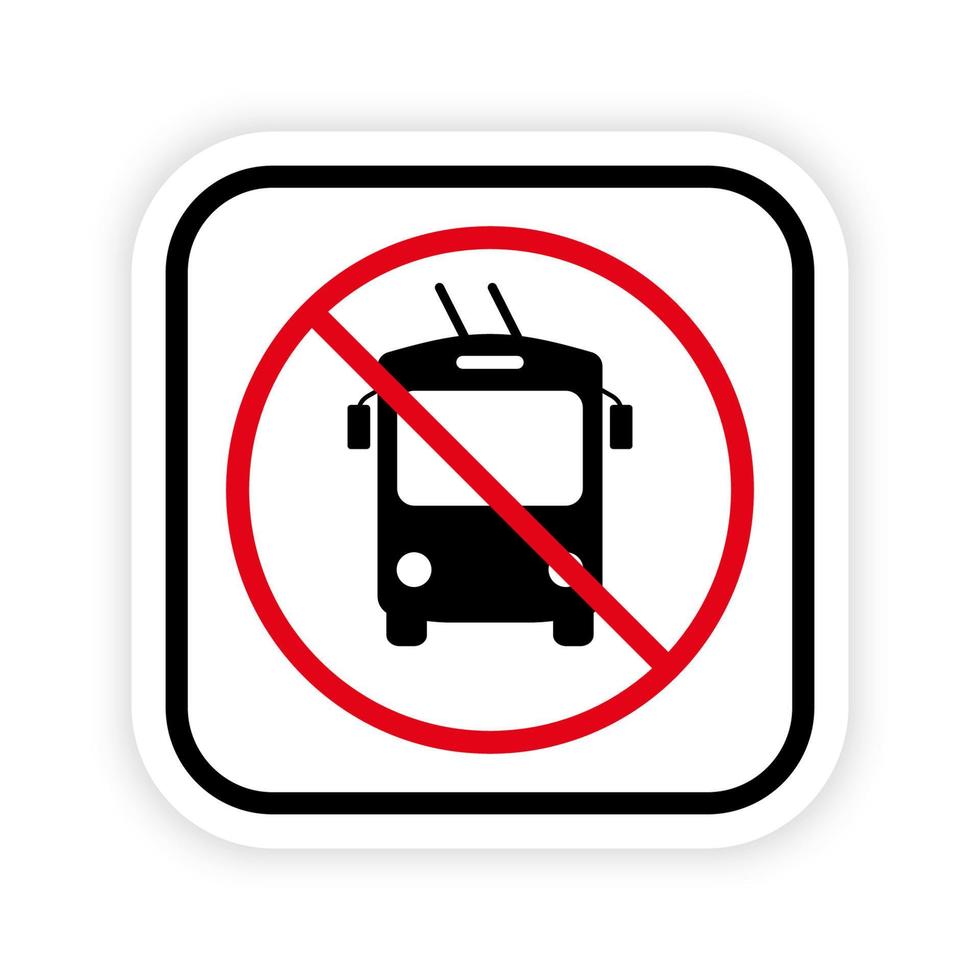 trolleybus verbod zwart silhouet pictogram. trolleybus verboden pictogram. let op elektrisch vervoer rood stop cirkel symbool. geen trolleybusbord toestaan. trolleybus verboden. geïsoleerde vectorillustratie. vector