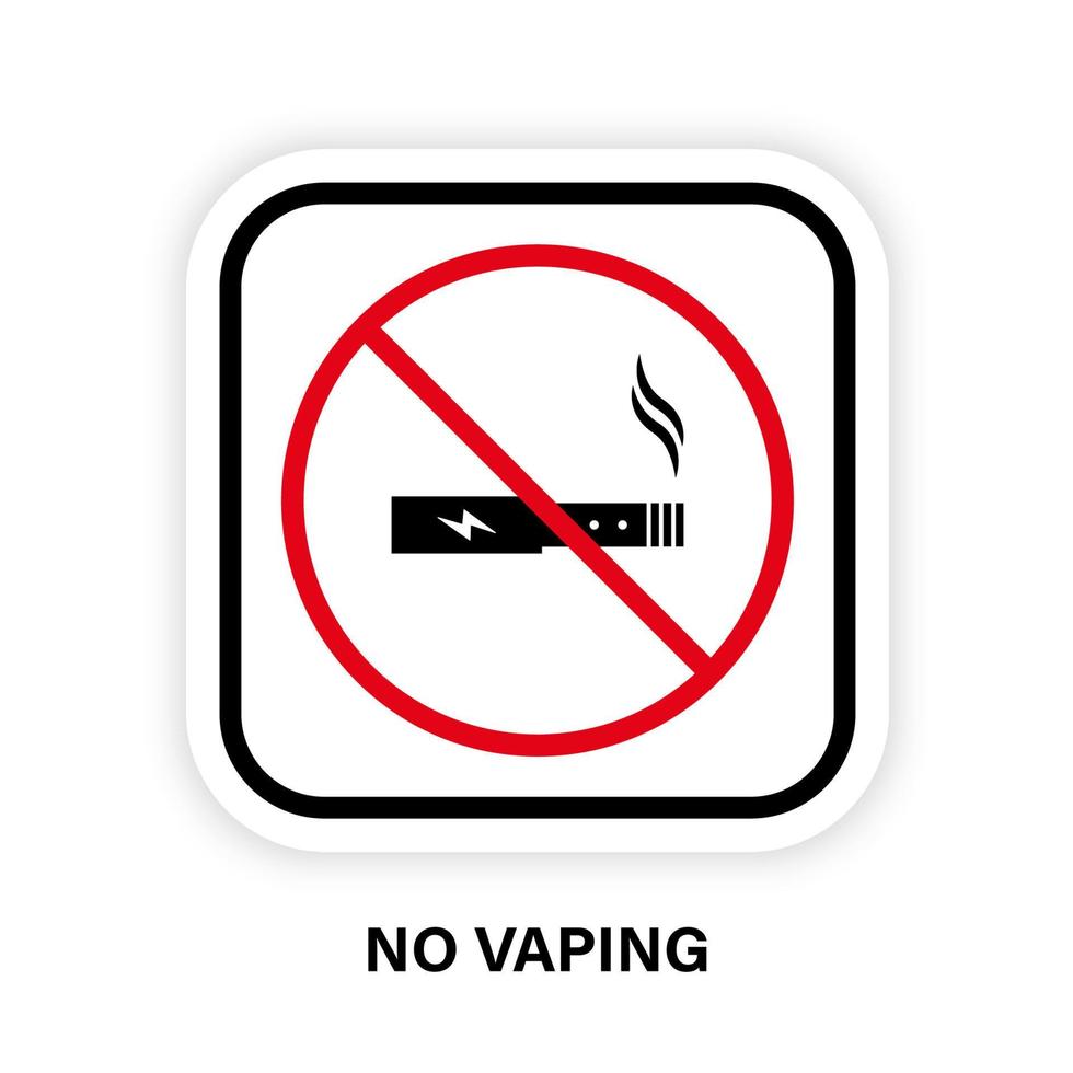 verboden elektronische sigaret waarschuwing silhouet verbod pictogram. geen vape zwart pictogram. niet-vaping verslavingswaarschuwingsteken. vapen verboden. stop met roken rood waarschuwingssymbool. geïsoleerde vectorillustratie. vector