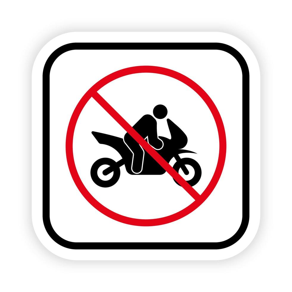 motorfiets vervoer verbod zwart silhouet pictogram. verboden motorrijderpictogram. motor rode stop cirkel symbool. geen toegestane motor. moto verkeersbord verbieden. geïsoleerde vectorillustratie. vector