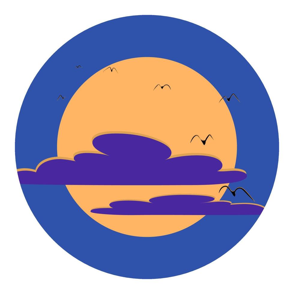 zonsondergang vector illustratie in cirkel geïsoleerd Aan wit achtergrond