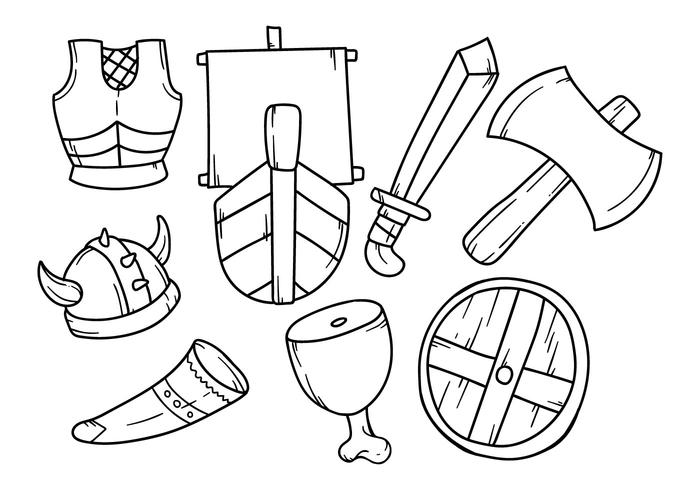 Vrije Hand Tekening Viking Icon vector