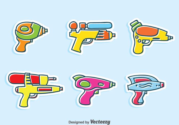 Wter geweer cartoon vector set