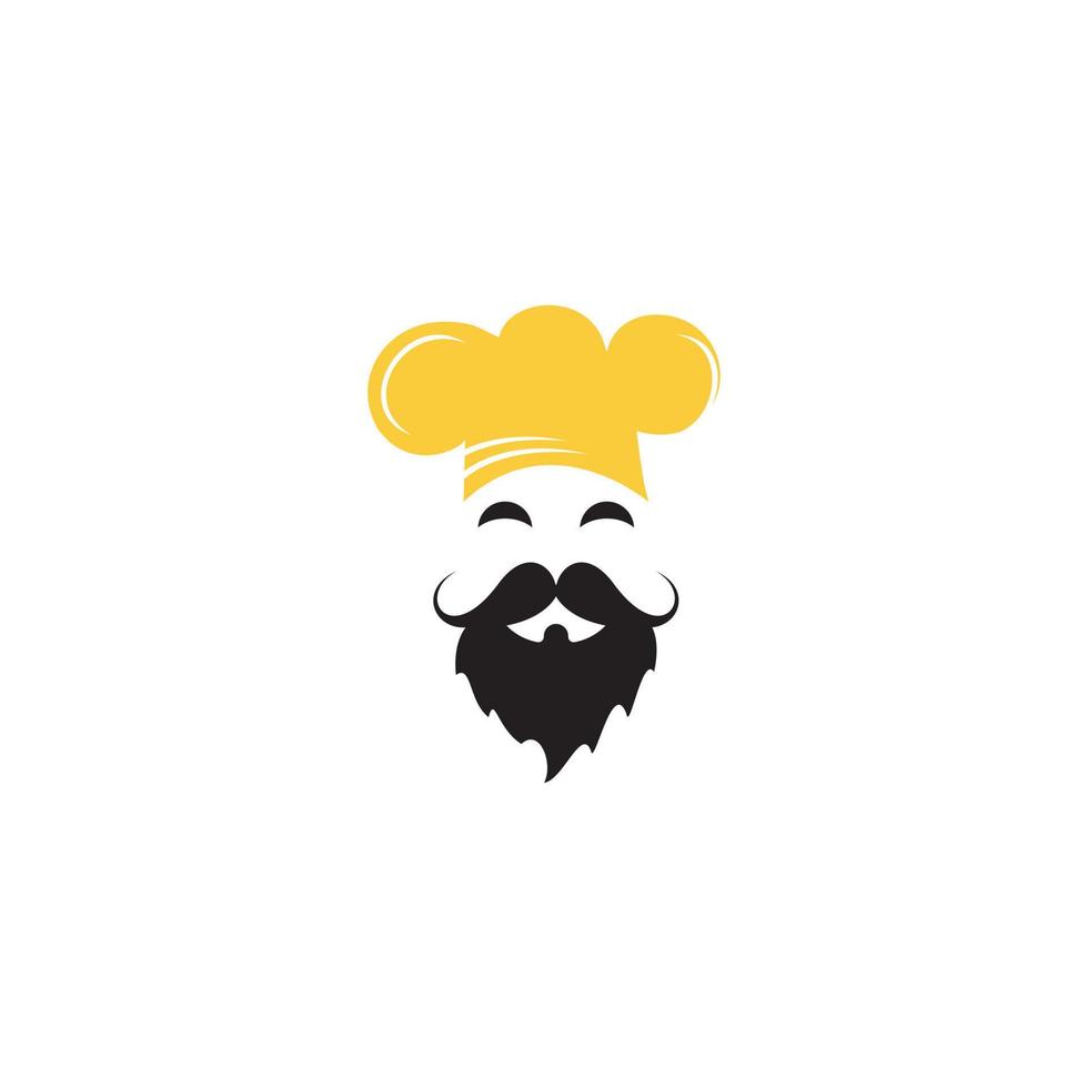 meester chef vector logo ontwerp. hoofd chef met snor en baard vector logo.