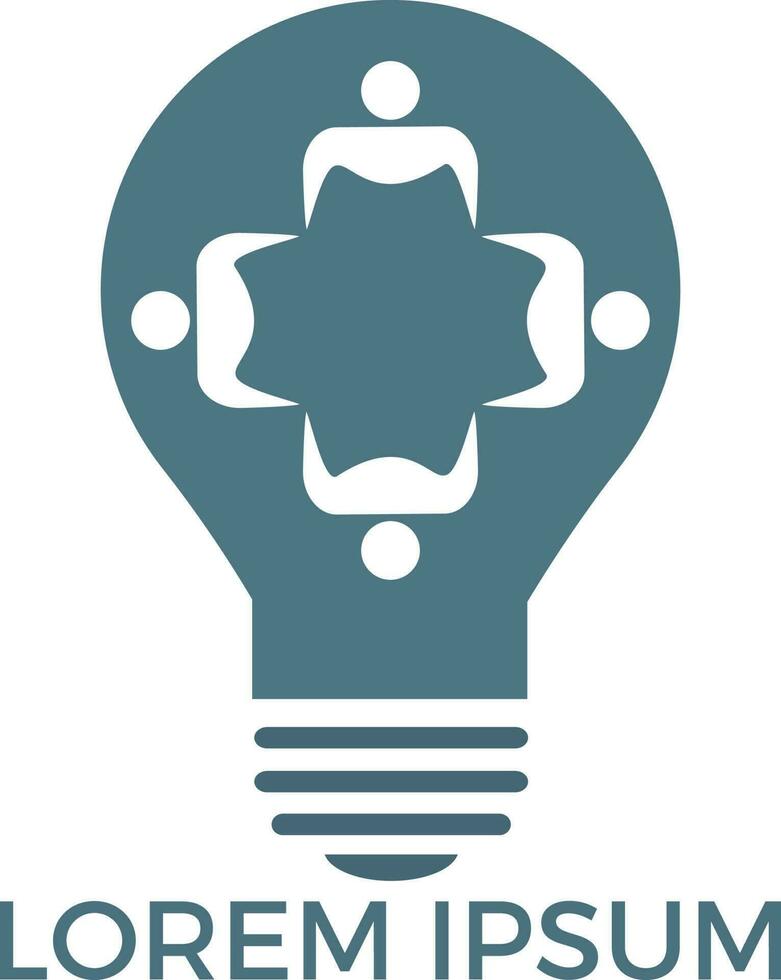 mensen in licht lamp vector ontwerp. zakelijke bedrijf en industrieel creatief logotype symbool. brainstorming en samenspel concept.