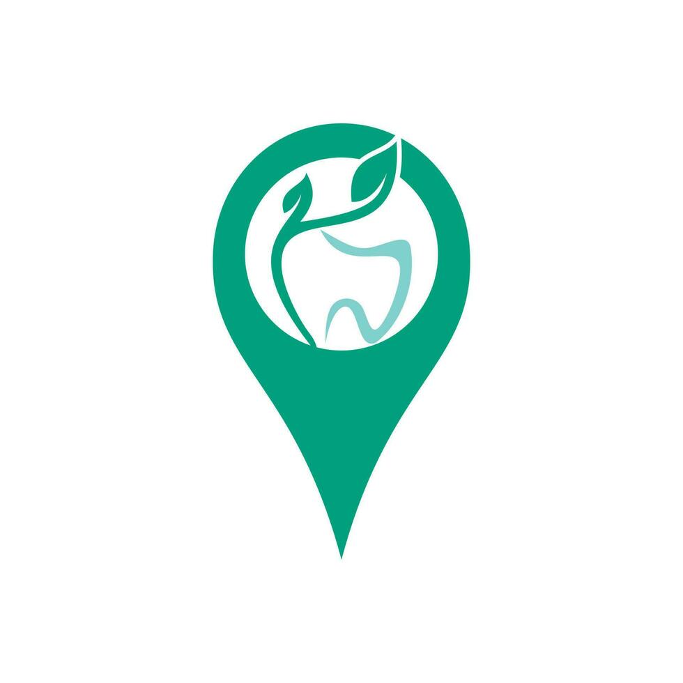 tand en kaart wijzer logo ontwerp. tandheelkundig en GPS locator symbool of icoon. vector