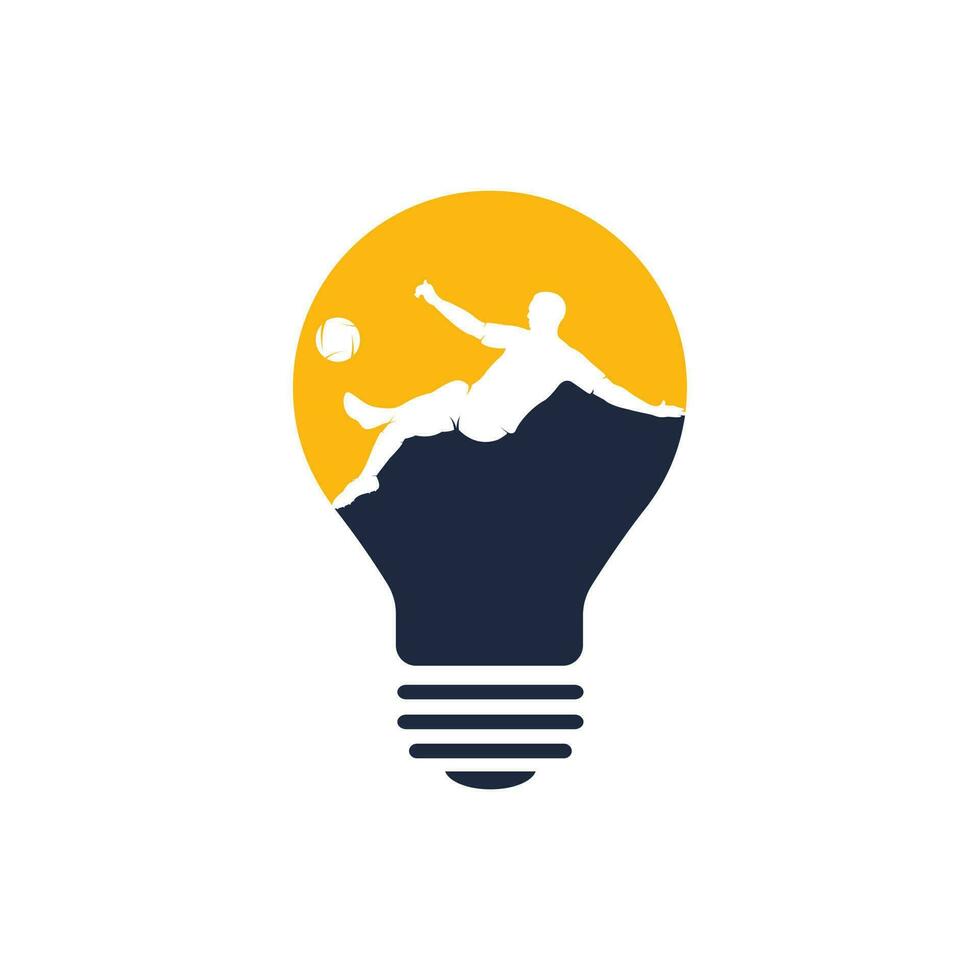 voetbal en Amerikaans voetbal speler Mens lamp vorm logo vector ontwerp. modern voetbal speler in actie logo.