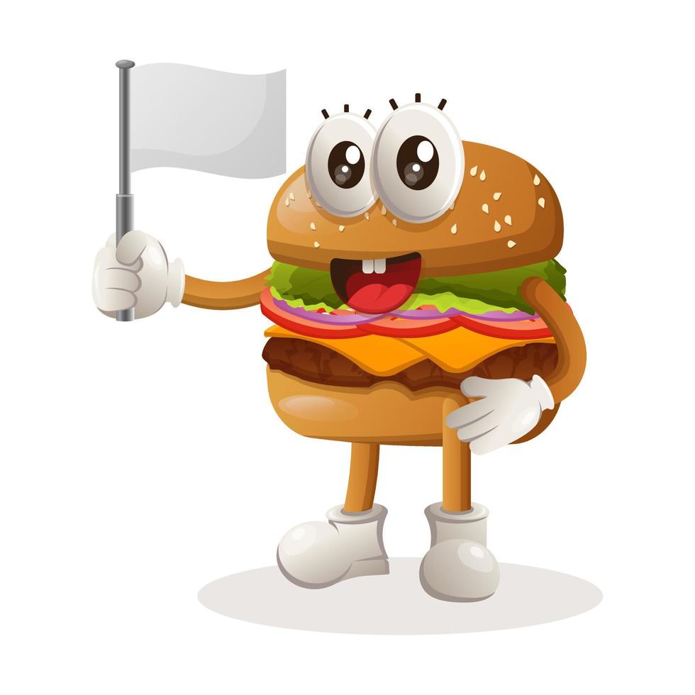 schattig hamburger golvend wit leeg vlag vector