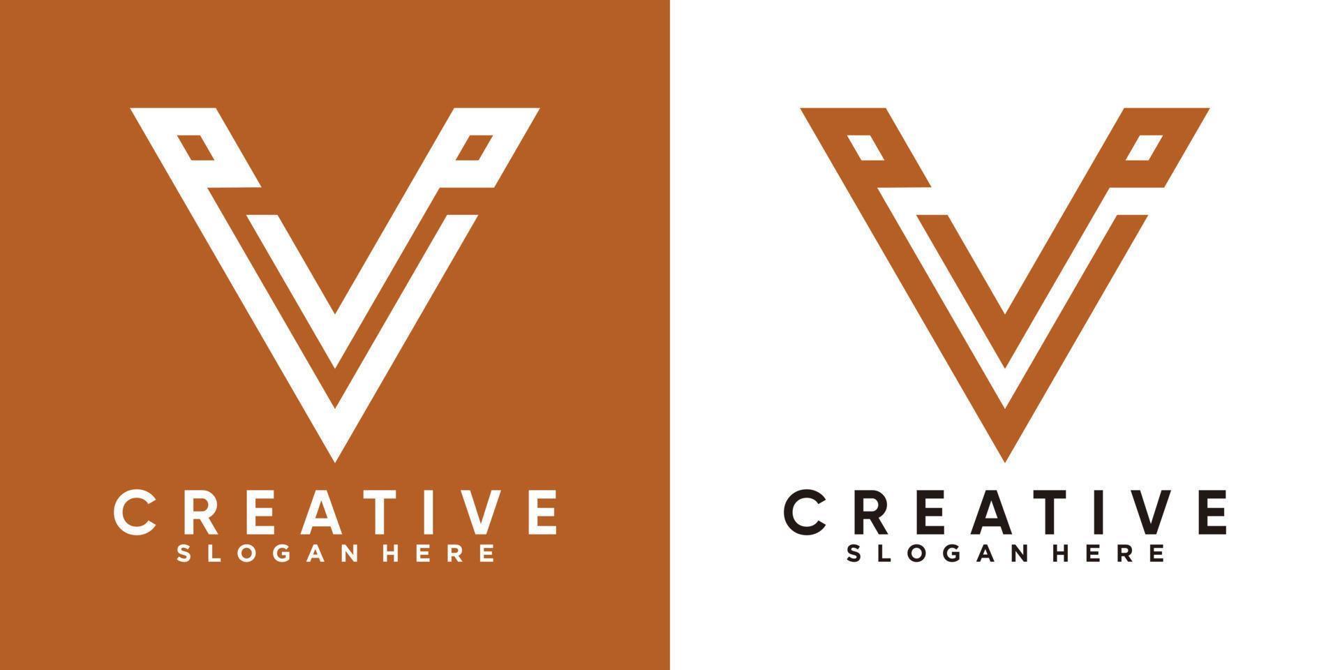 laatste v logo ontwerp met stijl en creatief concept vector