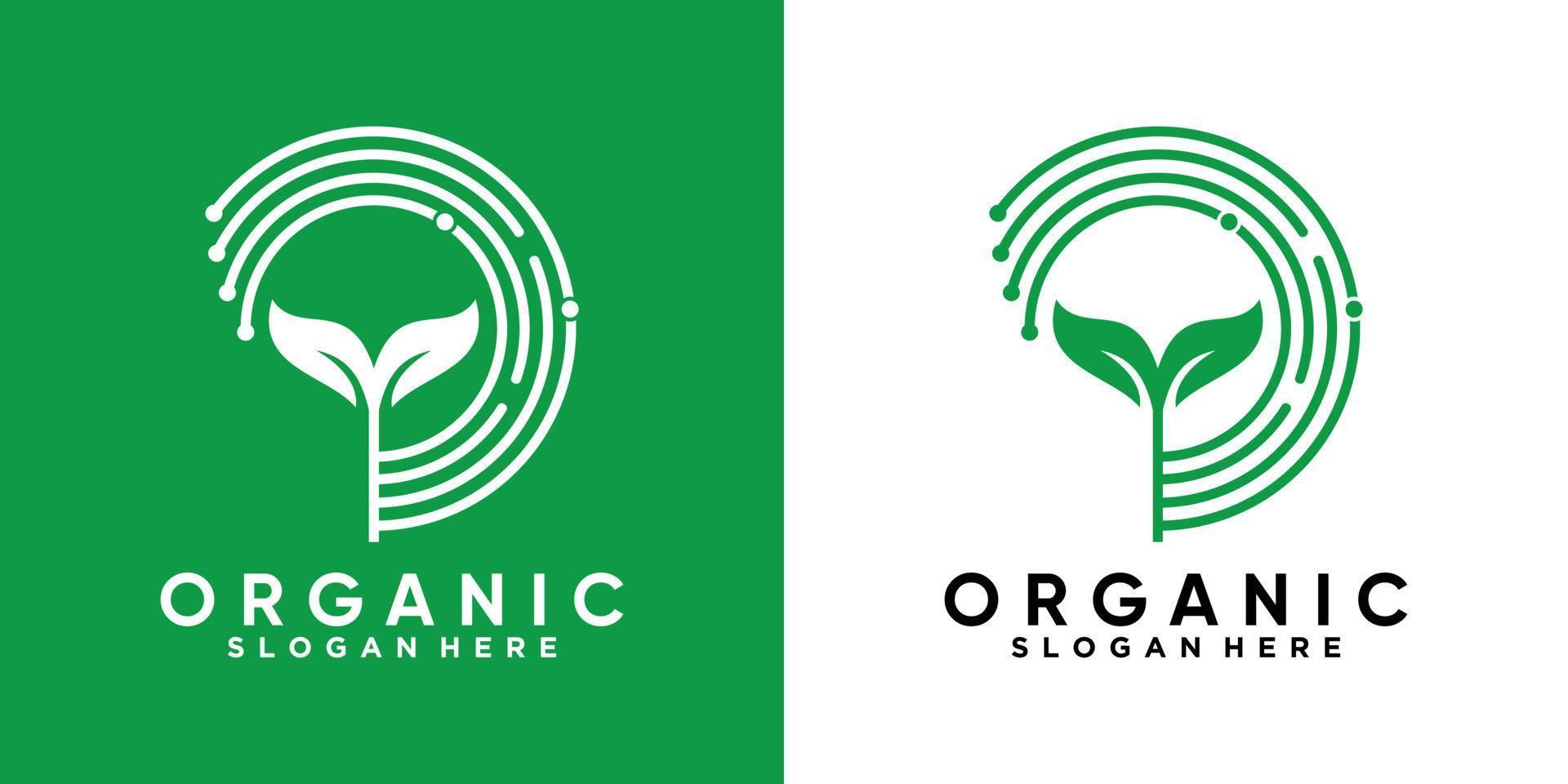 biologisch logo ontwerp met creativ concept vector