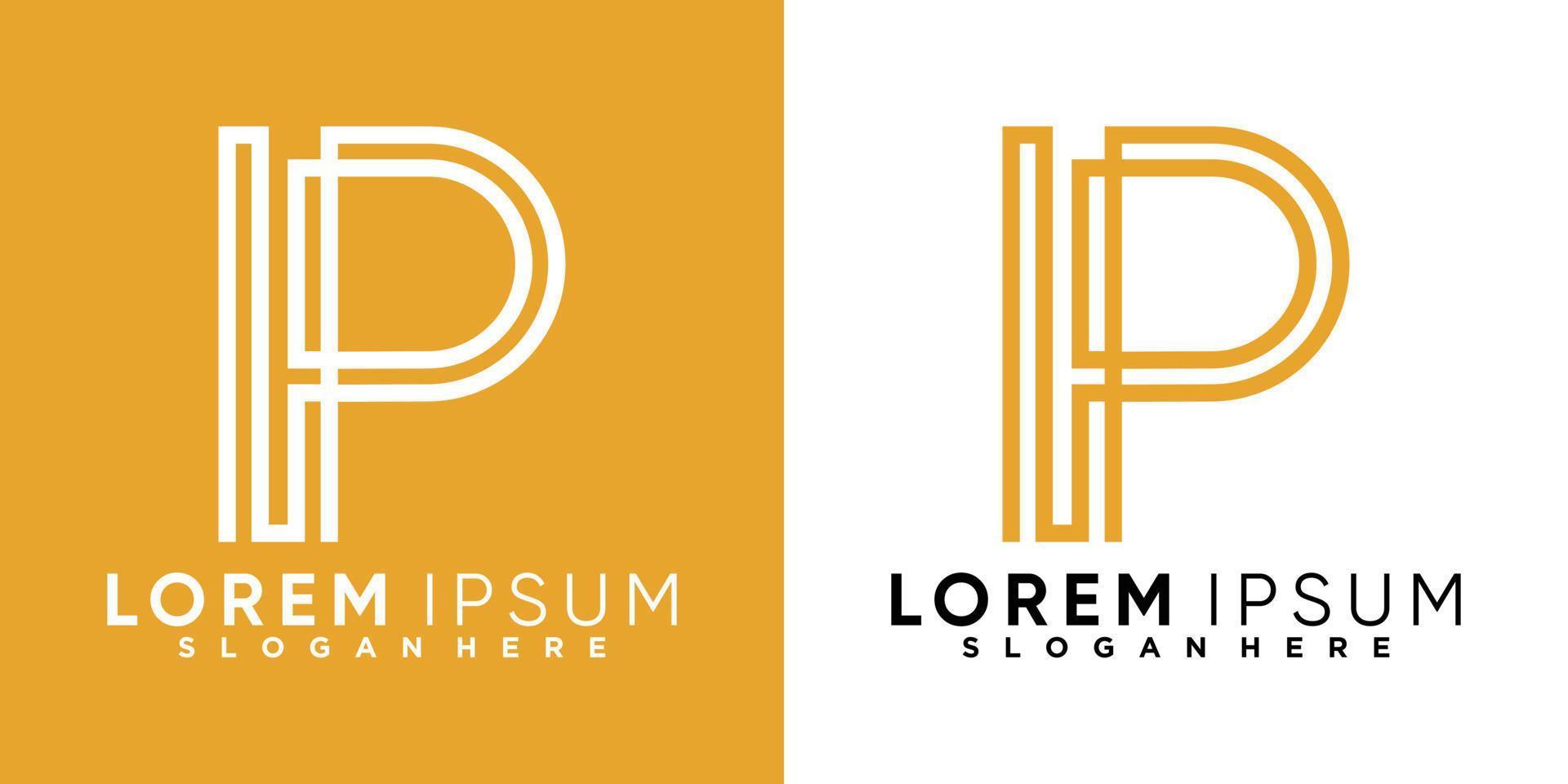 laatste p logo ontwerp met stijl en creatief concept vector