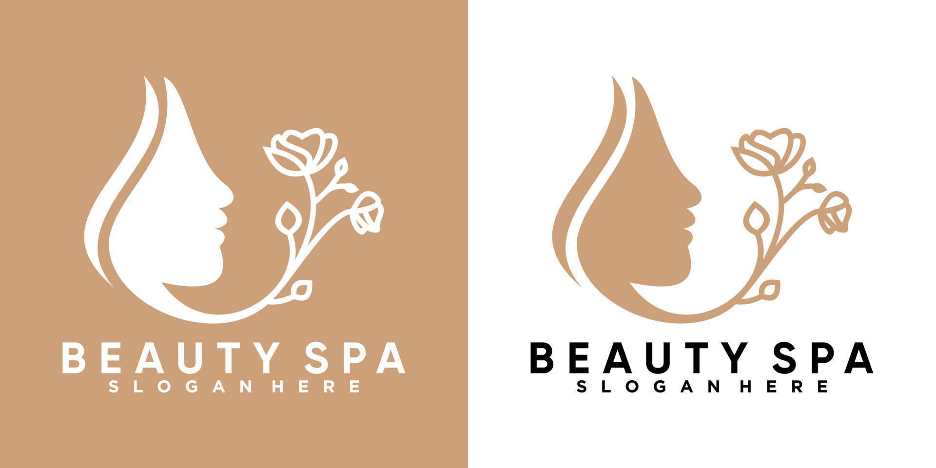 schoonheid spa logo ontwerp met lijn kunst en creatief concept vector