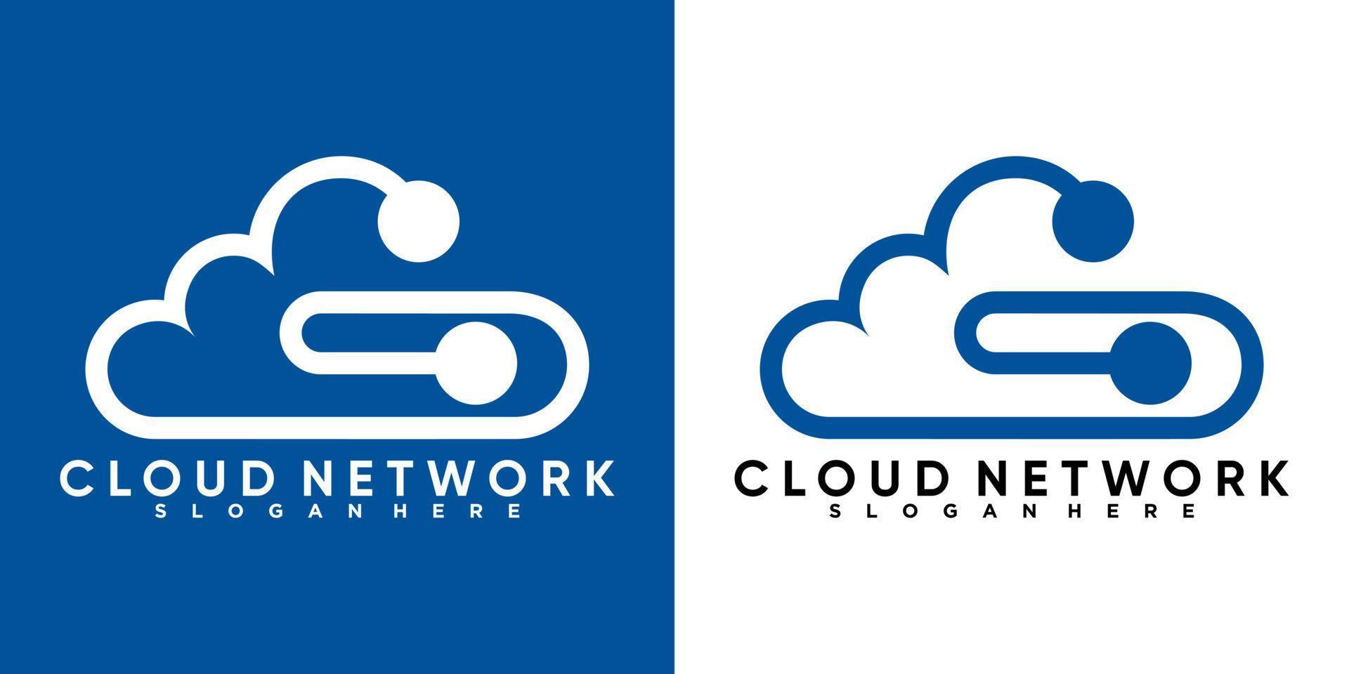 wolk netwerk logo ontwerp met stijl en cretive concept vector