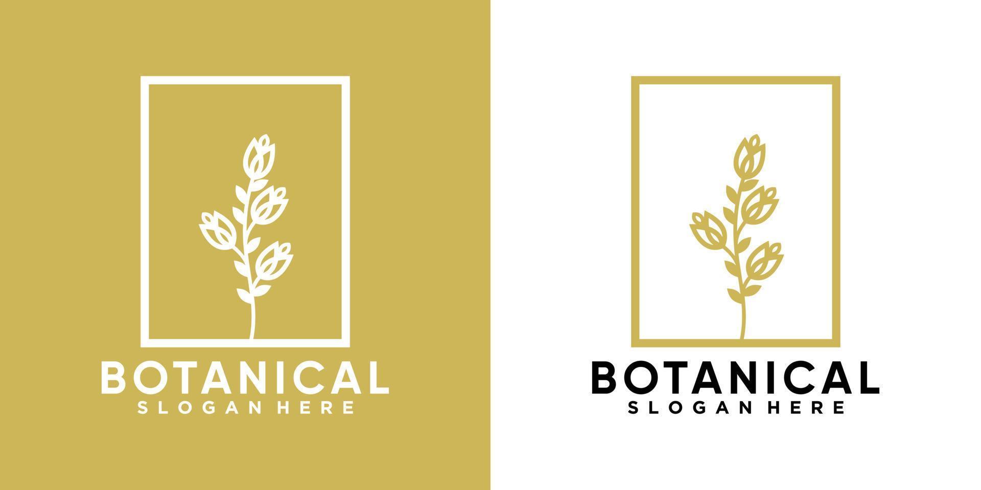 botanisch logo ontwerp met creatief concept vector