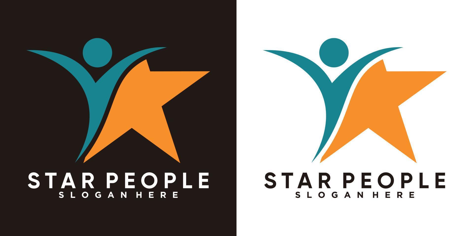 mensen en ster logo ontwerp met creativ concept vector