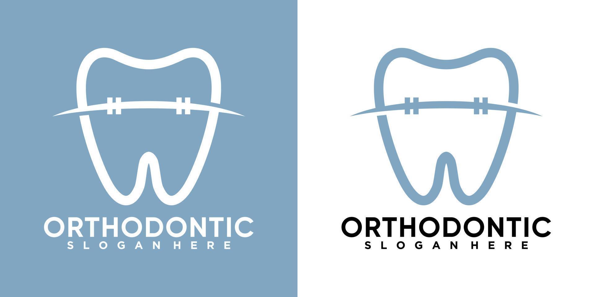 orthodontisch logo ontwerp met creatief concept vector